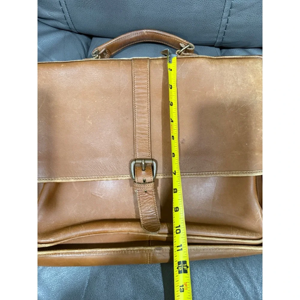 Green Fields America Tan Full Grain Leather Briefcase Satchel Made in USA